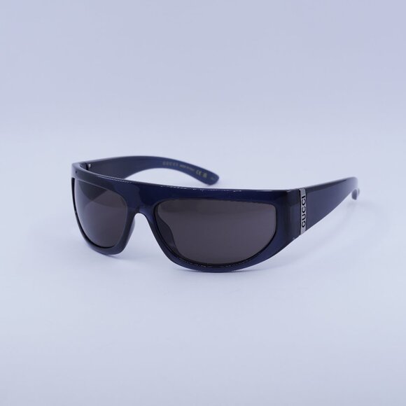 Gucci GG1574S 003 Sunglasses Blue Rectangle Frame, Grey Lenses - Picture 1 of 10